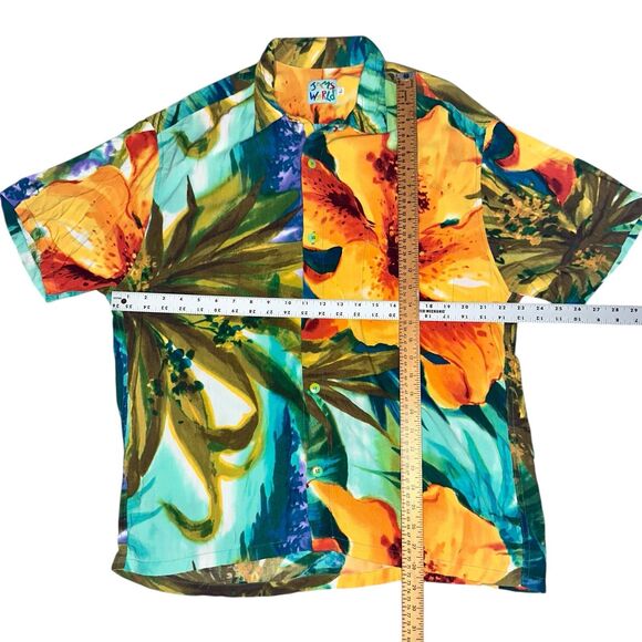 Jams World Size L Vintage Sunburst Hawaiian Shirt Button Up Short Sleeve Floral - Picture 4 of 4